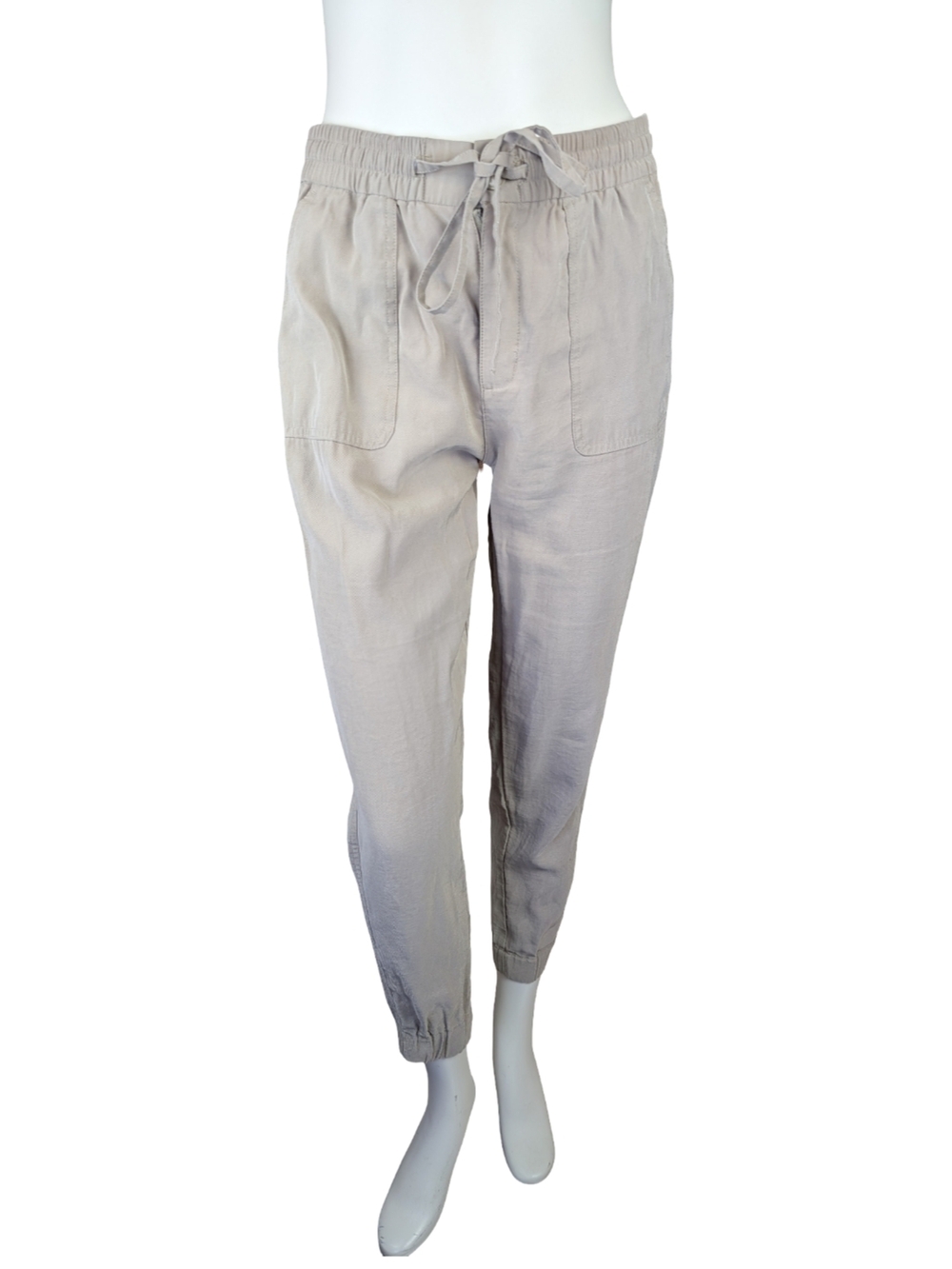 Tahari Tapered Pants Neutral Rayon Blend Elastic Waist Small | Boho Coastal - Picture 2 of 9